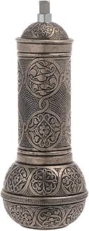 LaModaHome Antique Silver Manual Hand Grinder Mill for Turkish Greek Arabic Coffee Beans & Spice Pepper Salt, Brass