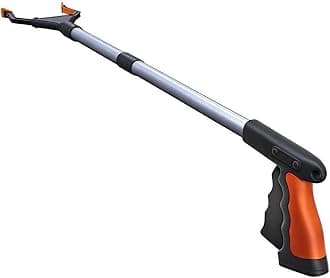 FitPlus 2024 Upgrade PowerGrip T9, Grabber Reacher Tool, Wide Jaw, Foldable, Steel Cable, with 96 Grip Points for Firm Grip, Magnet Orange, 32 Inch (Pack of 1)
