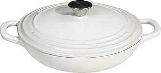 Braiser Enameled Cast Iron Braiser 2.25 qt Braiser Pan with Lid White Shallow Cast Iron Casserole Braiser Pan with Handels