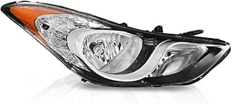 Headlights Assembly Compatible with Hyundai Elantra 2011-2013 921023Y000 Right Side Clear Lens Chrome Housing Amber Corner（3 Pin）
