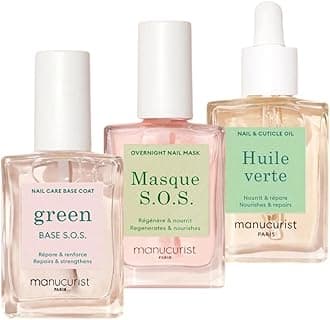 Manucurist Rescue Kit - Nail Care Kit - Nail Repair for Damaged Nails :1 Strengthening Base Coat, 1 Night Mask for Nails, 1 Nail Cuticle Oil - Nail Strengthener - Gifts for Women - Gift