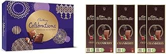 Cadbury Celebrations Premium Assorted Chocolate Gift Pack, 286.3G And Bournville Dark Chocolate Bar With Cranberry, 80 Gm (Pack Of 5)