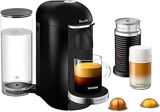 Vertuo Plus Deluxe Coffee and Espresso Maker by Breville, Piano Black with Aeroccino Milk Frother