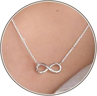 Silver Necklace for Women, 14K White Gold Plated Dainty Infinity Bead Star of David Starfish Sun Hummingbird Butterfly Flower Palm Tree Plane Sunflower Pendant Necklaces Simple Jewelry