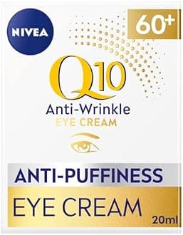 Q10 60+ Anti-Puffiness Eye Cream (20ml), Anti-Wrinkle Eye Cream with Triple Strength Formula Made with Q10, Rose Petal Oil, and Calcium, Designed for 60+ Skin