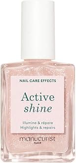 Active Shine™ Highlighter Treatment Polish For Nails - No Lamp - Vegan & Made in France Ultra-Shiny 2 in 1 Nude Nail Strengthener & Highlighter - Plant-Based Ingredients