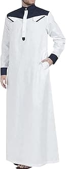 Mens Long Sleeve Kaftan Thobe Mens Thobes Muslim Plain Arabic Kurtas Jubba Thobe for Men Men Shoes for Shalwar Kameez Islamic Prayer Clothes Men African Mens Clothing Big and Tall UK Sales Clearance