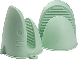 Mini Oven Gloves Silicone Heat Resistant Cooking Pinch Mitts Potholder for Air Fryer Kitchen Cooking & Baking (Green)