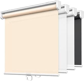 LazBlinds No Tools No Drill Cordless Roller Shades, Light Filtering Roller Blinds for Windows, Thermal Insulated UV Protection Roll Up Window Blinds and Shases, 34'' W x 72'' H, Beige