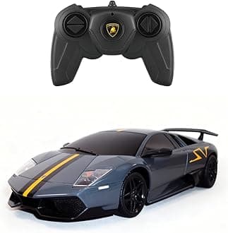 39001 1/24 Lamborghini RC Car - Ideal Gifts for Play & Display - Officially Licensed Toy Car Model with Remote Controller for Kids, Teens & Adults - Black