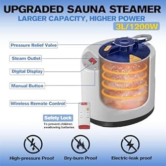 Portable Steam Sauna for Home, Personal Sauna Tent at Home Use, Professional Steamer Kit: 1200W Power + 3L Tank & Carry Chair, 2-Way Control: Tap The Panel or Click The Remote – Heat Your Way