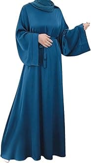 IBTOM CASTLE Women Muslim Abaya Dress Dubai Burka Modest Islamic Robe Thobe Long Sleeve Maxi One Piece Prayer DressKaftan Arab Jilbab Arabic Full Length Dress