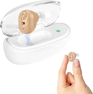 RUIANTE Hearing Aid for Seniors Rechargeable, Upgraded Amplifier Device Adults, Noise Cancelling Sound with Portable Base, Long Duaration Battery, Single Ear, Beige