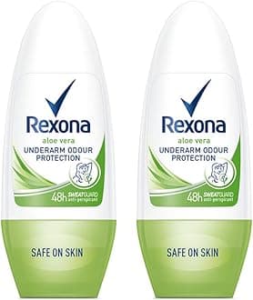 Rexona Aloe Vera Underarm Odour Protection Roll On for Unisex, 50ml (Pack of 2)
