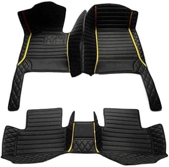 Custom Fit Car Floor Mats by SARAHS - Waterproof PU Leather Full Coverage for Most Cars, SUVs, and Trucks - Automotive Liners to Protect Vehicle Interior Floor Accessories (Black Stripe 4)