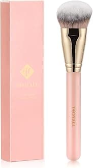 TEOYALL Flat Angled Foundation Brush, Large Dense Synthetic Bristles Kabuki Brush for Base Makeup with Liquid Cream Powder