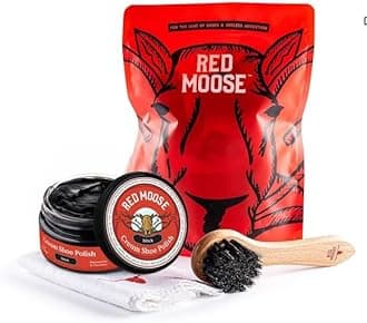 RED MOOSE 3pc Leather Shoe Shine Kit with Brush and Cloth – Made in USA – Boot Cleaner and Boot Polish – Shoe Polish Kit