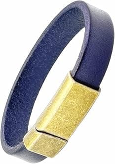 Mens Genuine Leather Bracelet - Handmade Adjustable Leather Cuff Bracelet punk Style leather wrap Wristband for Men