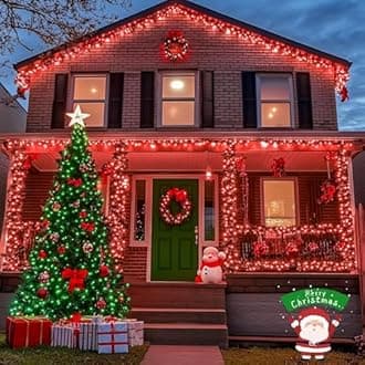 JMEXSUSS 600 LED Christmas String Lights Outdoor, Red and Green Lights Clear Wire, Christmas Twinkle String Lights Plug in for Tree Xmas Decorations