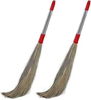 350 Gram Natural Grass Broom Stick for Home Cleaning|Phool Jhadu with 50 cm Long Handle|Housekeeping & Cleaning Supplies Product for House & Office - Random Color - Pack of 1, marble