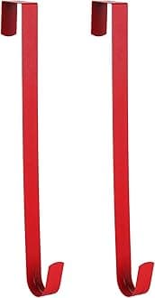 Sattiyrch 15" Wreath Hanger for Front Door,Sturdy Steel Wreath Door Hanger,Over The Door Hanger Hook (Red,2)