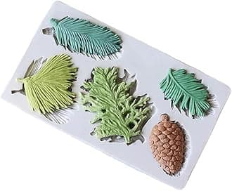 Cake Fondant Mold-Pinecone Holly Leaves Silicone Mold for Chocolate, Candy,Cake Decoration, Polymer Clay, Cupcake Decor, Sugar Craft, Resin Candle Soap Plaster (Pinecones Holly leaves)