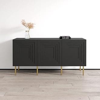 Meble Furniture Cambridge Modern Sideboard — Spacious Storage Cabinet — Durable Matte Finish — Black, 60" W x 19.1" D x 29.5" H