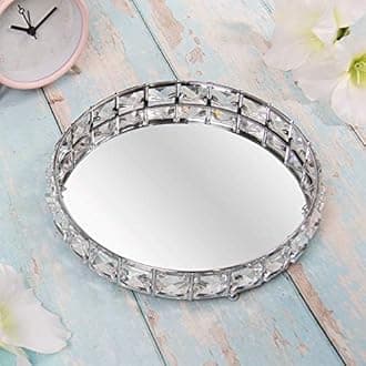L&P LP46681 Round Crystal Design Tray | Silver