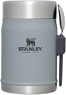 STANLEY Classic Food Jar and Spork | Vacuum Insulated Food Container | Wide Mouth Screw On Lid | Packable for Travel | Stainless Steel with Leakproof Lid | BPA-Free