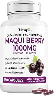 Vitapia Maqui Berry 1000mg - Maqui Berry Powder Supplement - Vegan Friendly, Non-GMO and Gluten-Free - 180 Veggie Capsules