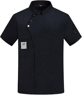 HGHASFGBUnisex Chef Coat Short Sleeve Jacket,Breathable,Comfortable Button Closure - Kitchen,Restaurant,Hotel Uniform A