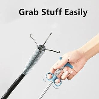 120" Grabber Claw Pick up Sewer Cleaning Hook Drain Clog Remover Snake Grabber Drain Hair Catcher Upgraded Extra Long Kitchen Sink Bathroom Toilet Shower (120Inch)