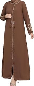 istanbul styles Women's Embroidered Sleeves Abaya and Embroidered On The Side of The Zipper Long Sleeve Floor Length Turkish Islamic Fashion