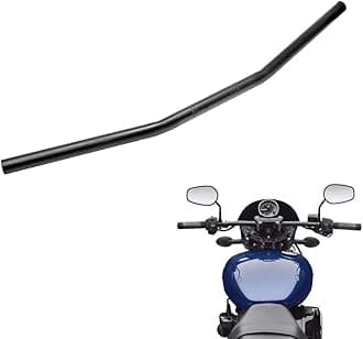 AQIMY Motorcycle Handlebar 7/8" 22mm Black Drag Straight Bar Cafe Racer Compatible with Honda Kawasaki Yamaha Suzuki Harley Chopper Bobber