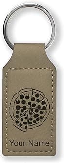 LaserGram Rectangle Keychain, Pizza, Personalized Engraving Included