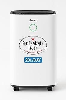 Devola 20L/day Low Energy Dehumidifier, Quiet & Energy Efficient Dehumidifier for Home & Air purifier With HEPA filter, Laundry Drying Dehumidifiers
