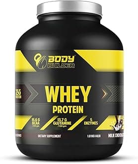 100% Whey Protein - 25g Protein, BCAAs, Glutamine, Digestive Enzymes for Lean Muscle Growth & Endurance, Suitable for Vegetarians & Keto Dieters (4 LB, Milk Chocolate)