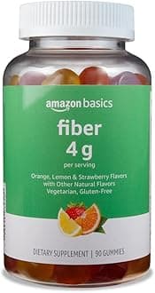 Amazon Basics Soft Fiber Gummies for Digestive Health and Regularity, Orange, Lemon & Strawberry Flavors, 90 Count, Pack of 1 (Previously Solimo)