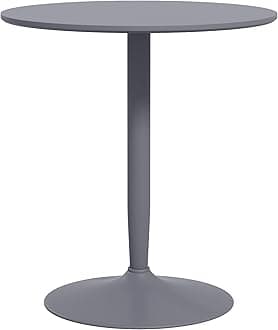 HOMCOM Round Dining Table, Modern Kitchen Table with Steel Base, Non-slip Foot Pad for Living Room, Dining Room, Grey