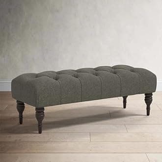 Storage Zeno Ottoman with Hidden Compartment, Rectangular 2 Seater Ottoman, Living Room Furniture, Storage Ottomans for Office, Bedroom, Living Room (Ivory) (Charcoal)