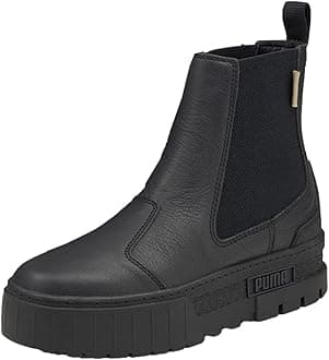 PumaWomens Mayze Round Toe Chelsea Boots Ankle Low Heel 1-2" - Black