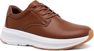 Men's Orthopedic Leather Dress Walking Shoes: Comfortable Arch Support Business Work Oxfords for Plantar Fasciitis, Orthotic Casual Thick Sole Sneakers for Foot and Heel Pain Relief