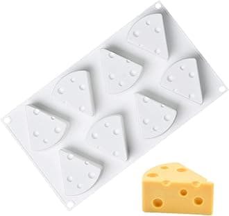 Cheese Silicone Baking Mold for Mousse Cake, 3D Silicone Mold for Baking Cakes, French Dessert Mold for Pastry Chocolate, Ice Cream Pudding, Cake Decoration Mold, 3D Cheese Shape, 8-Cavity