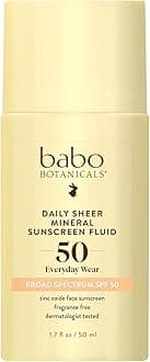 Daily Sheer Mineral Sunscreen Fluid SPF50 - Natural Zinc Oxide - Passion Fruit Oil - Fragrance Free - Ultra-Lightweight - For Face - For all ages