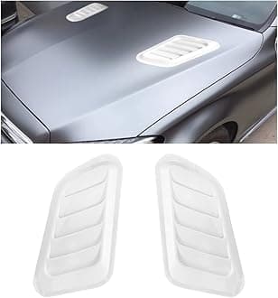 Blilo Car Hood Vents, 2PCS Universal Hood Air Vents for Car Hood Scoop, Bonnet Vent Hood Air Intake Trim Cover (White)