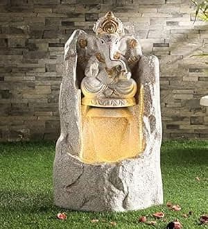 Sepborn Water Fountain Outdoor Big Size Garden 2.5ft Pahad Ganesh Water Fountain, Indoor/Outdoor, for Home Office, Resin Fiberglass