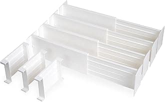 Dial Industries Adjustable Dresser Drawer Clothes Organizers, Set of 4 Dividers and 3 Cross Dividers, 4.5" Deep