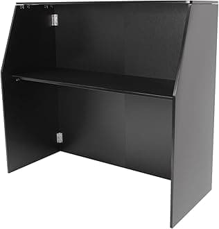 4' Folding Portable Event Bar with Top and Middle Shelves, Foldable Bartender Table Cabinet Station, Mobile Laminate Foldable Bar for Parties and Events