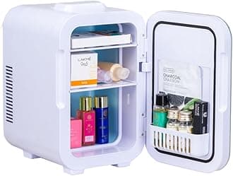 ROCKWELL 8L Retro Mini Fridge and Warmer, AC/DC Portable Thermoelectric Cooler/Warmer for Skincare, Cosmetics, Snacks & Medicine - Blue