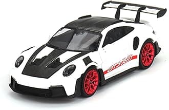 Diecast Collectible Model Car Compatible with Mini GT Porsche 911 GT3 RS Weissach Package, 1:64 Scale, White with Pyro Red, Limited Edition Die-Cast MGT00706